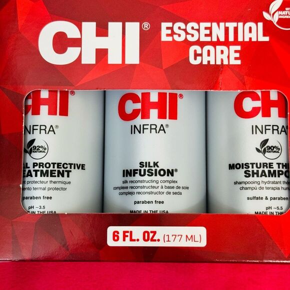 NIB CHI Infra Essential Care 3 piece Kit - 6 Oz, Shampoo, Treatment, Infusion - Picture 2 of 9